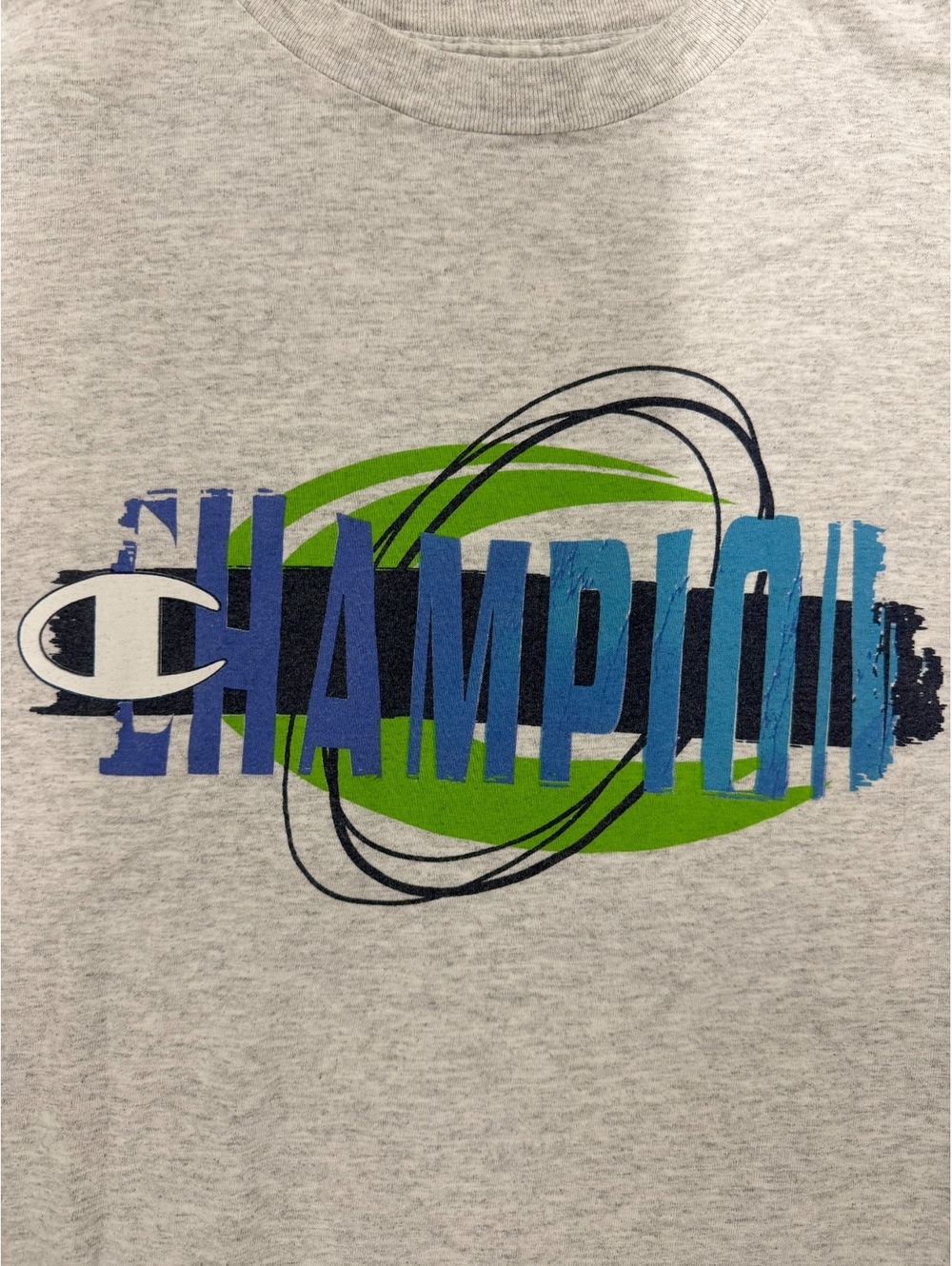 Vintage 90s Champion Spellout Shirt Blue Bar Tag Gray Mens XL Made in USA - Picture 3 of 4